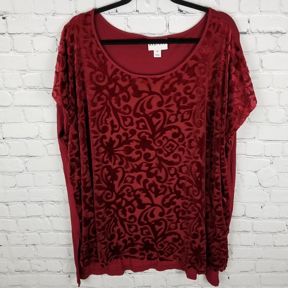 Ava & Viv Tops - AVA&VIV | velour filigree drop shoulder blouse